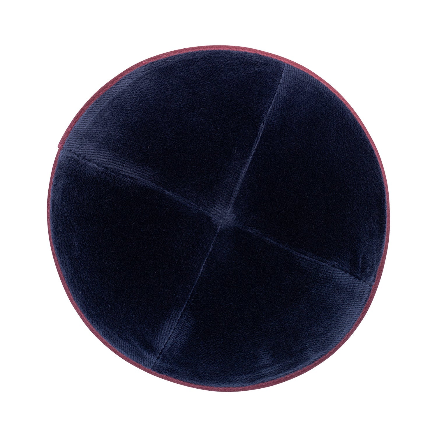 IKIPPAH NAVY VELVET W/ BURGUNDY RIM YARMULKE