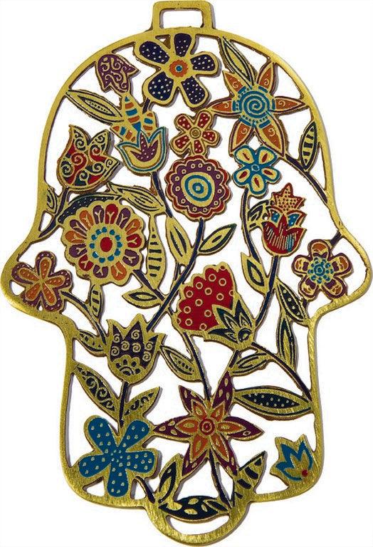 Laser cut Hamsa Flowers Blue (EM-HE-2B)