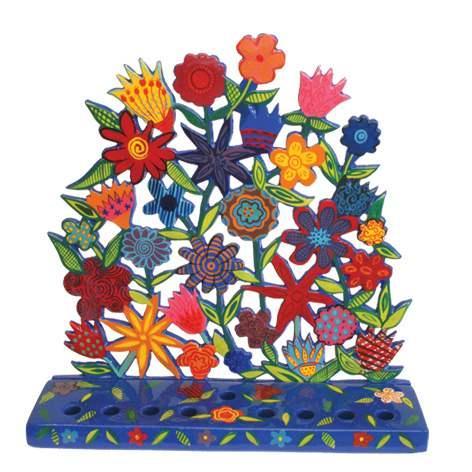 Laser Cutout Hanukkah Menorah Flowers  (EM-HML3)
