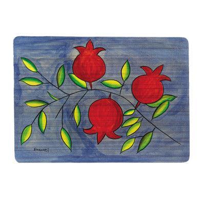 Leaves with Pomegrantates Wooden Hand-Painted Placemat