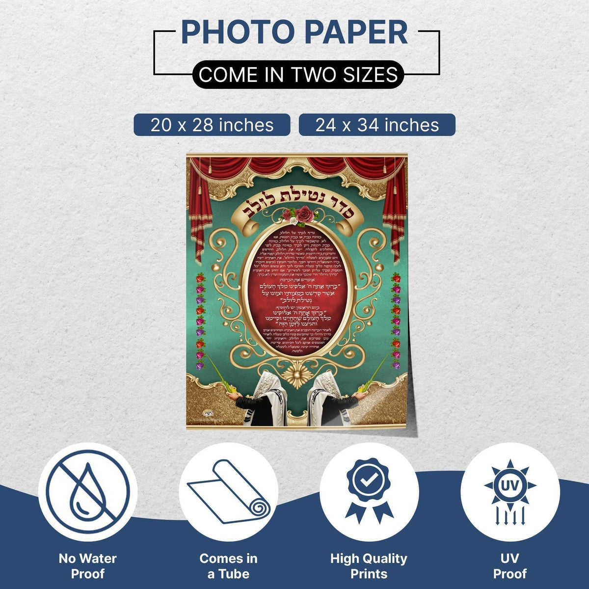 Seder Netilat Lulav Sukkah Poster | Jewish art | Gift | Israel | Religious Prints | Jewish educational poster | Sukkah decoration - Ben-Ari Art Gallery