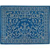 Machine Embroidered Challah Cover Paper Cut SILVER ON BLUE (EM-CME17BS)