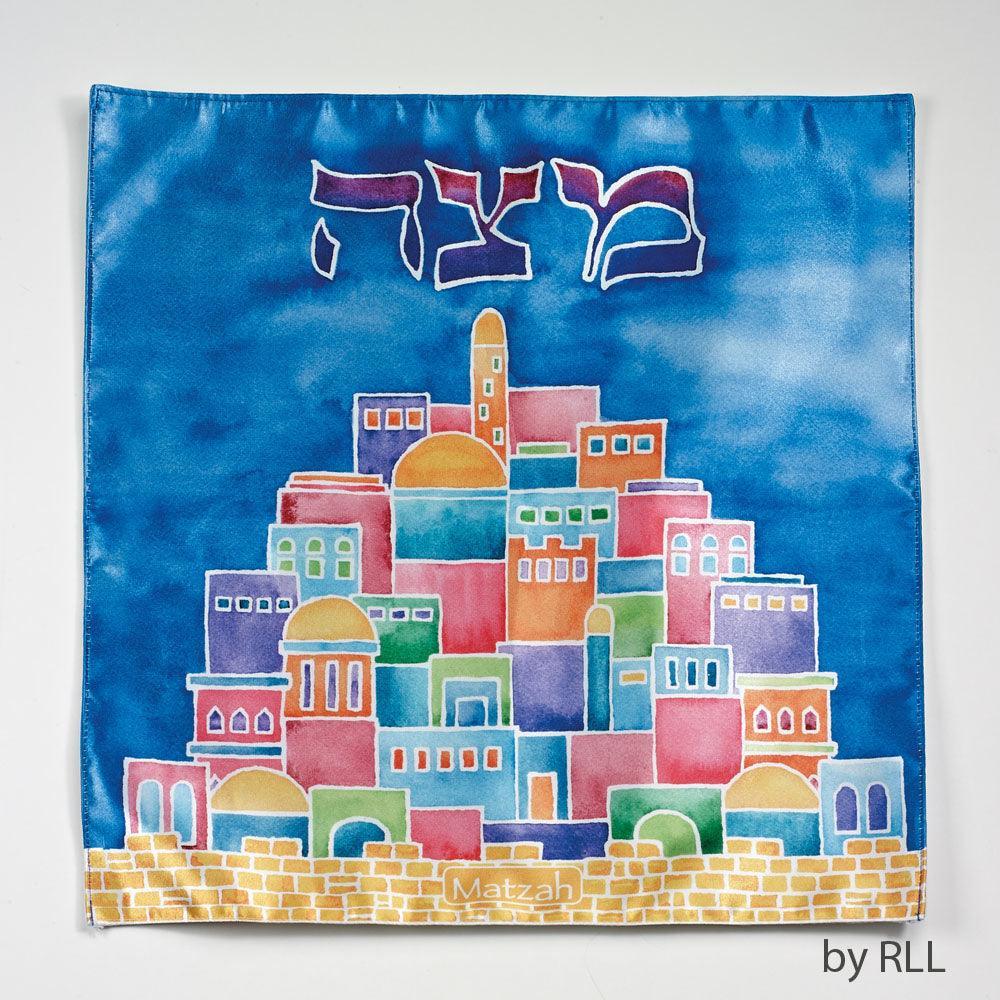 MATZAH COVER, "JERUSALEM", PRINTED MATTE SATIN, 13Ã¢â‚¬Â SQUARE, BAG