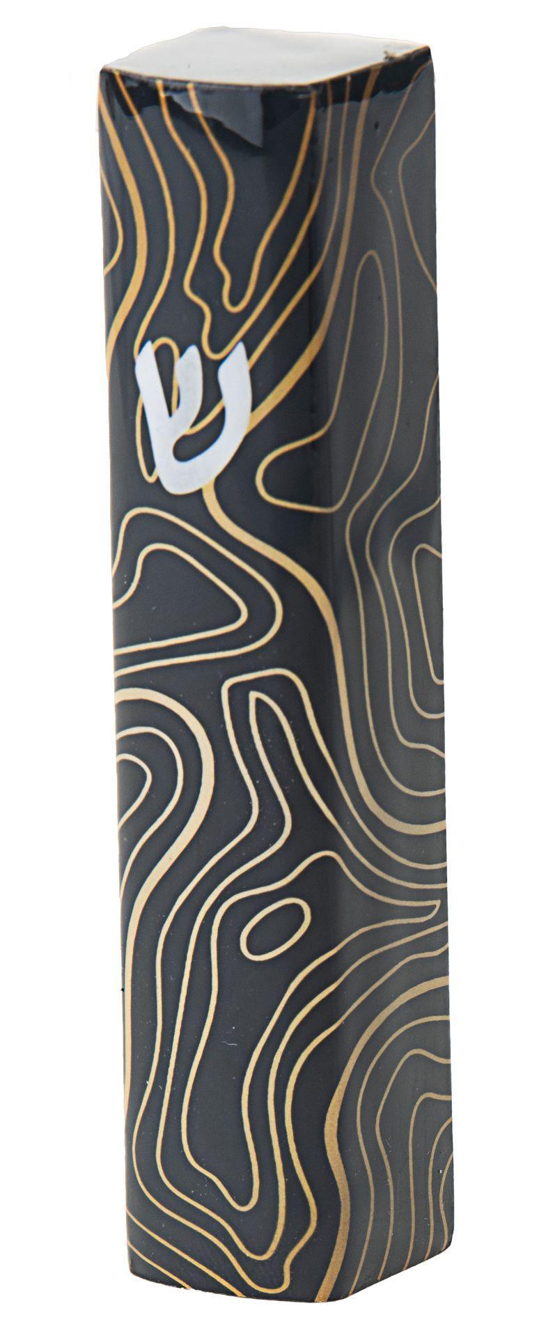 MEZUZAH BLACK AND GOLD ABSTRACT