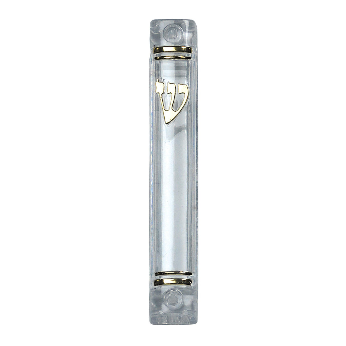 MEZUZAH, CLEAR LUCITE, ROUNDED, SMALL, 4"