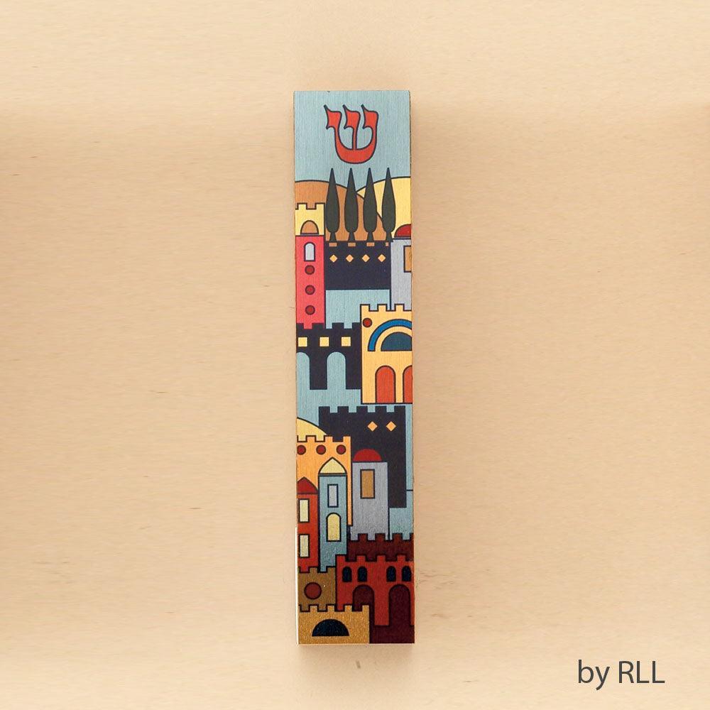 MEZUZAH, DORIT, ALUMINUM & LUCITE, JERUSALEM, 5.5"