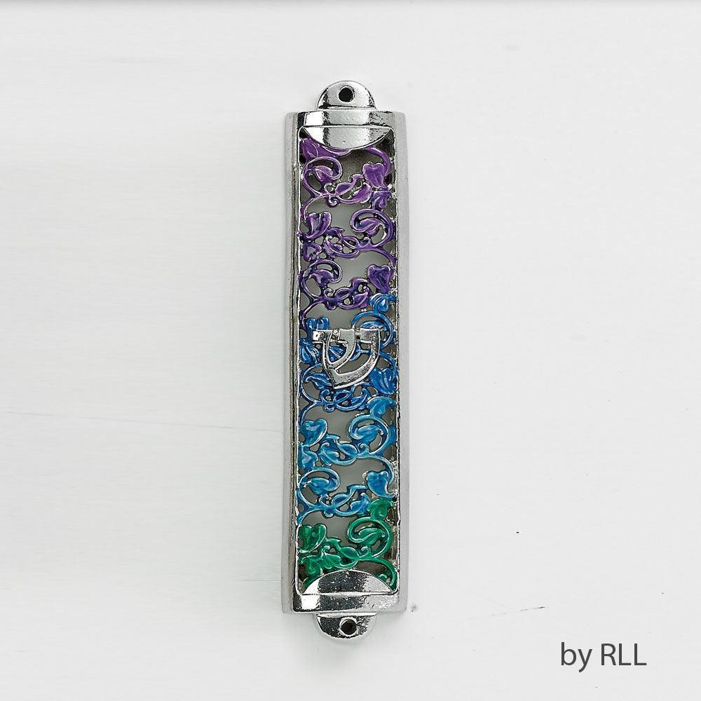 MEZUZAH, ENAMEL, GRADIENT FILIGREE, 5", GIFT BOX