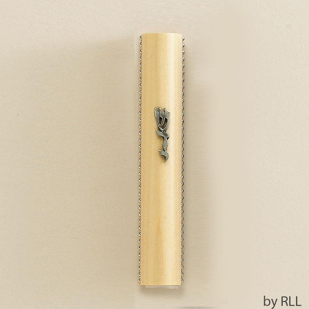 MEZUZAH, MAPLE WOOD WITH BEADING, 4.5"