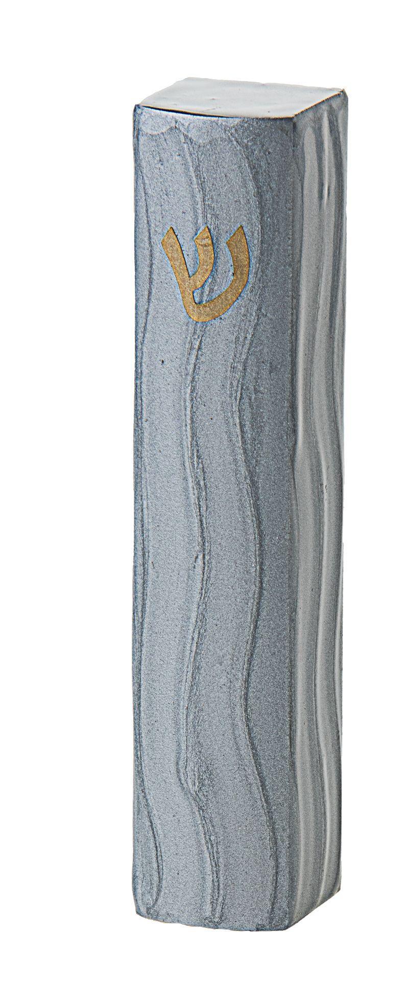 MEZUZAH SILVER ENAMEL WITH GOLD SHIN