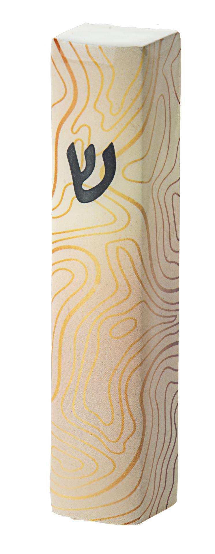 MEZUZAH WHITE AND GOLD ABSTRACT
