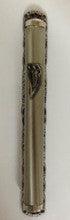 Pewter Mezuzah Case Smooth with Base/Border 15cm
