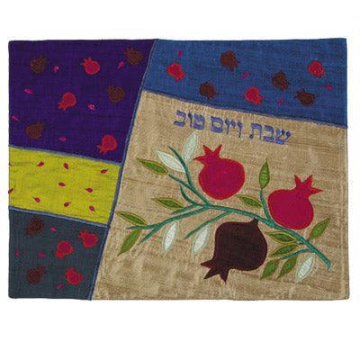 Mulicolored Pomegranate  Raw Silk Applique'd Challa Cover (CAS10)