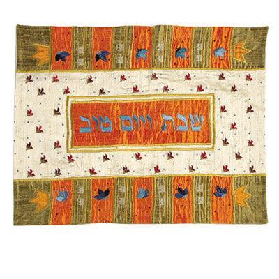 Multicolored Crown Raw Silk Appliqued Challa Cover