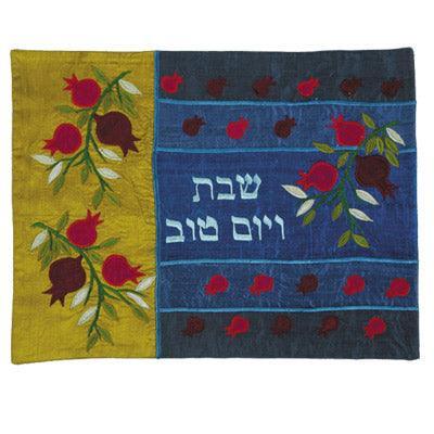 Multicolored Pomegranate Raw Silk Appliqued Challa Cover