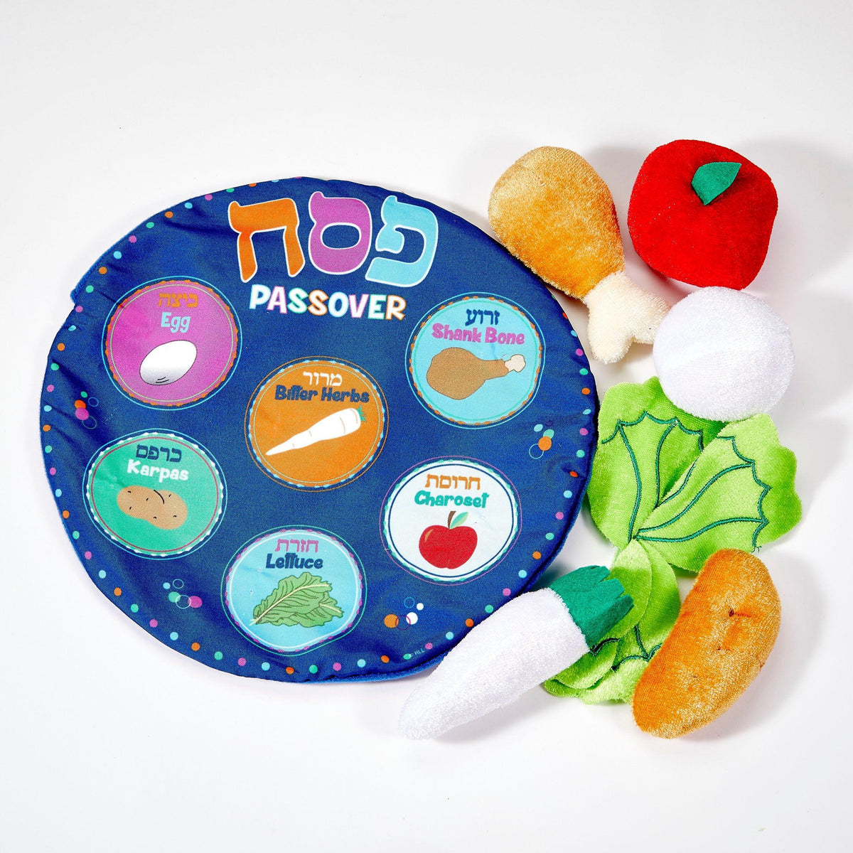 MY SOFT SEDER SET,PLUSH,6 SYMBOLS,CNVENIENT STORAGE POCKET,8",TAG