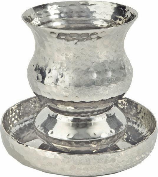 Nickel Kiddush Cup - Goblet Hammer work (EM-CUF)