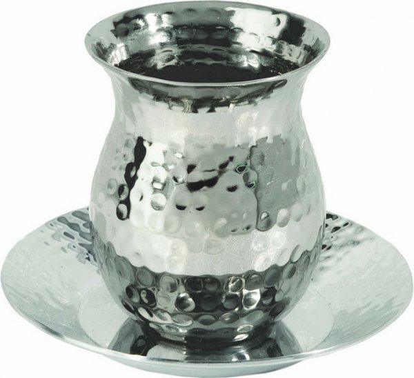 Nickel Kiddush Cup - Oval Hammer work (EM-CUH)