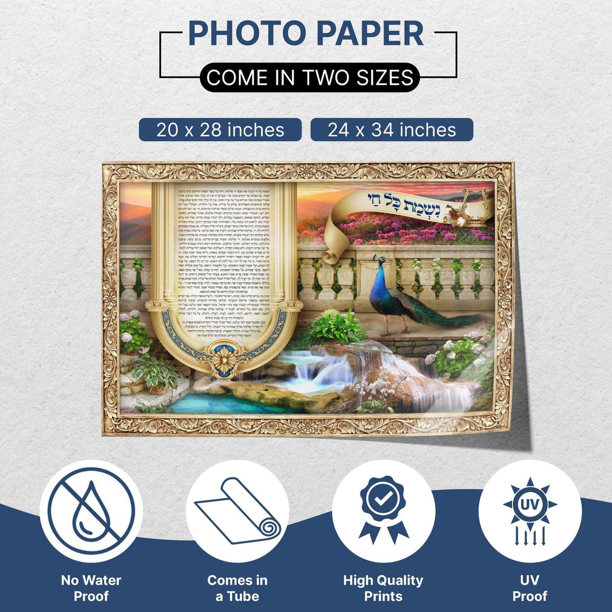 Tefilat Nishmat Kol Chai (Eidut Mizrach) | Jewish art | Gift | Israel | Religious Prints | Jewish educational poster | Sukkah decoration - Ben-Ari Art Gallery