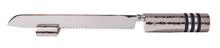 Emanuel Challah Knife Hammered with Rings-- Black Rings
