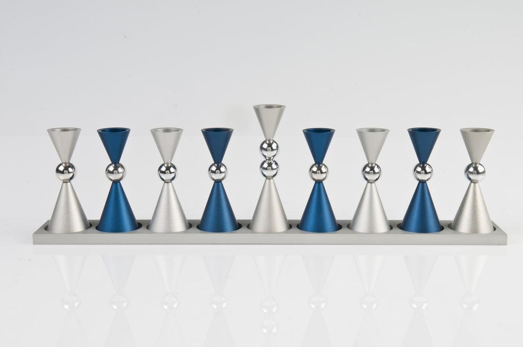 The Mini Ball Menorah - blue-silver - 032