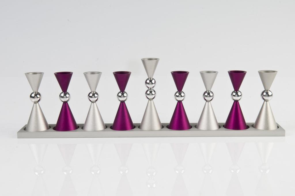 The Mini Ball Menorah - purple-silver 034