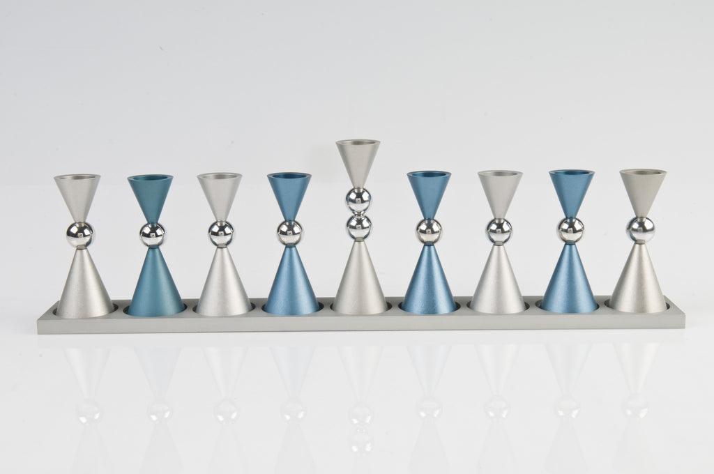 The Mini Ball Menorah - teal-silver 036