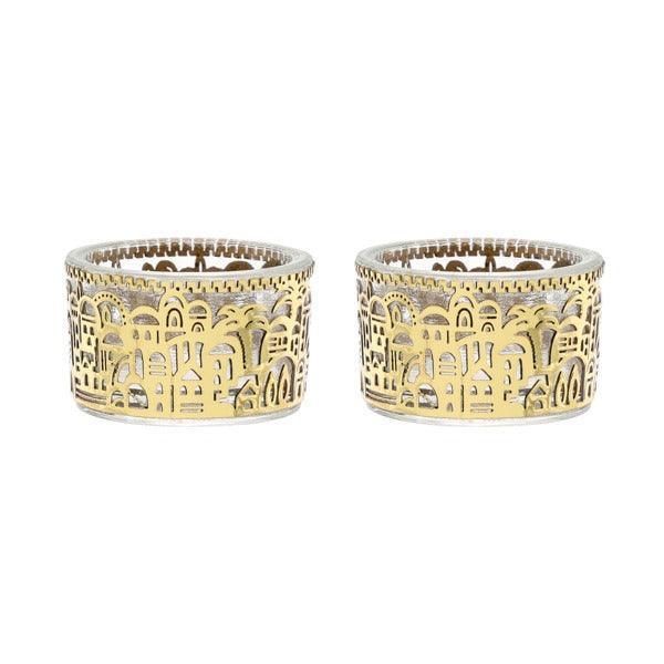 Pair T-Light Candlestick-Metal Cutout (EM-CSX)