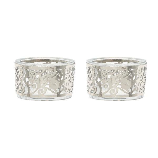 Pair T-Light Candlestick-Metal Cutout (EM-CSX)