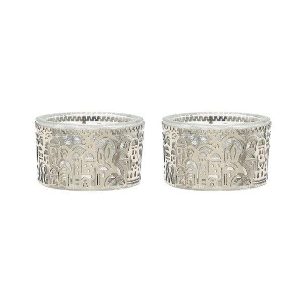 Pair T-Light Candlestick-Metal Cutout (EM-CSX)