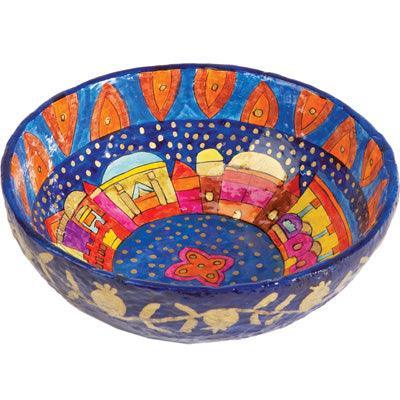 Paper Mache Bowl Jerusalem Colored ROUND LARGE (EM-PM-3C)