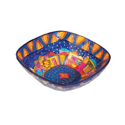Paper Mache Bowl Jerusalem Colored SQUARE SMALL (EM-PM-5C)