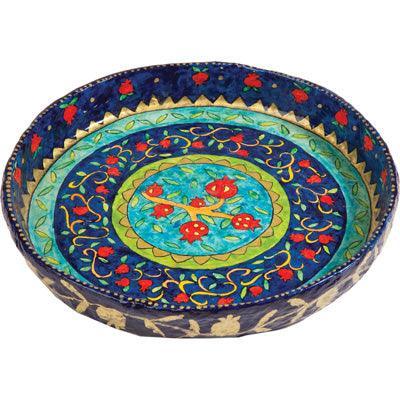 Paper Mache Bowl Pomegranate Colored ROUND-FLAT LARGE (EM-PM-9A)