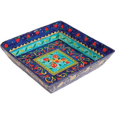 Paper Mache Bowl Pomegranate Colored SQUARE-FLAT X-LARGE (EM-PM-10A)