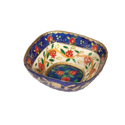 Paper Mache Bowl Pomegranate White SQUARE SMALL (EM-PM-5B)
