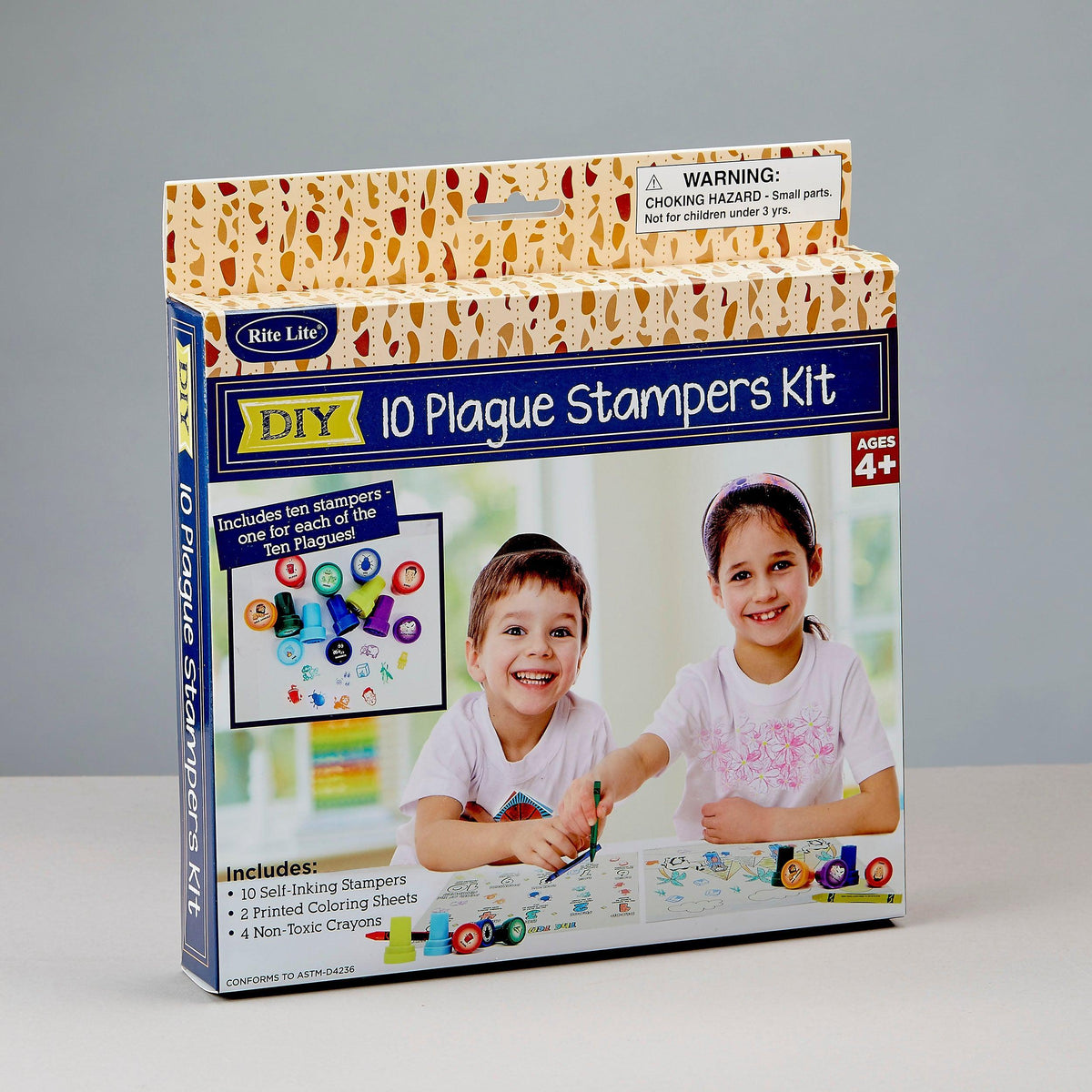 PASSOVER 10 PLAGUES STAMPERS KIT, INCL. PAPER&CRAYONS,8x7",CLRBX