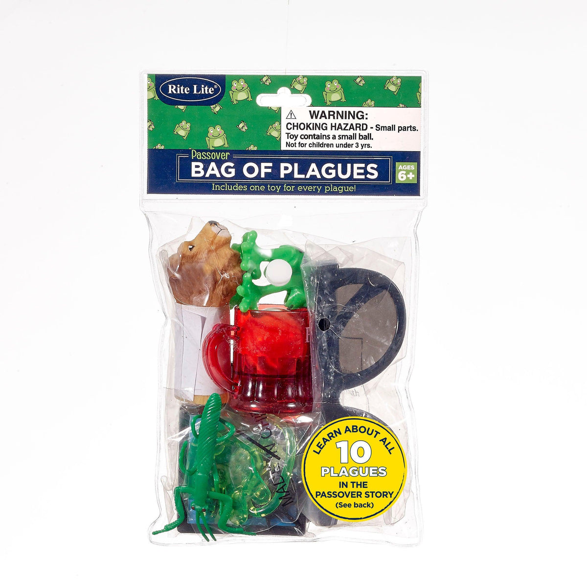 PASSOVER BAG OF PLAGUES, PLASTIC, 8.4" H, MESH BAG