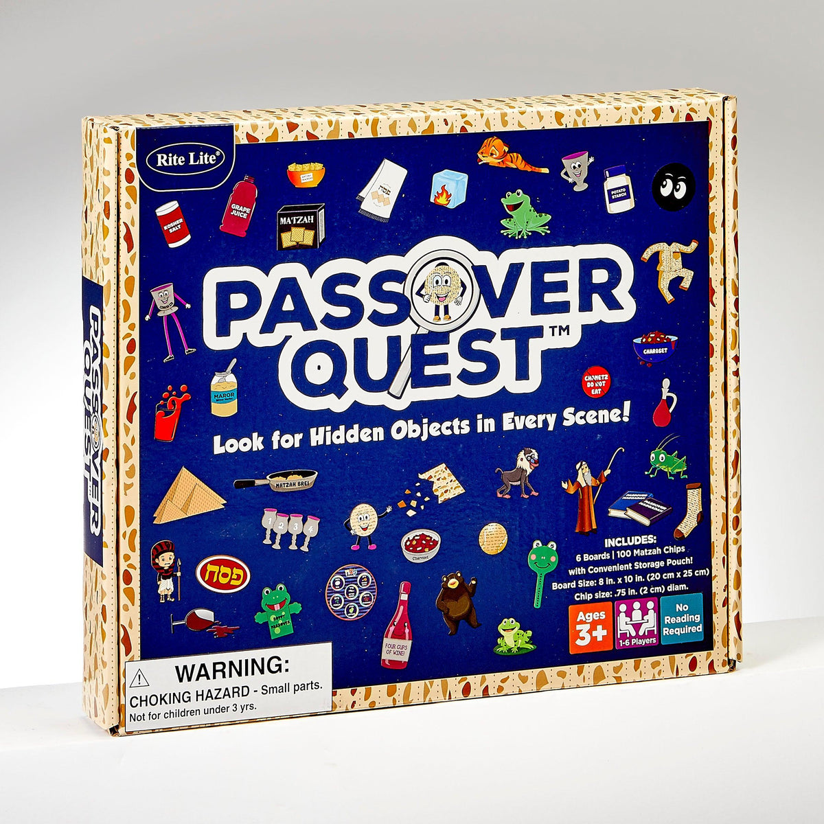 PASSOVER QUESTÃ¢â€žÂ¢ GAME, 6 BOARDS 8" x 10",100 CHIPS/BAG, COLORBOX