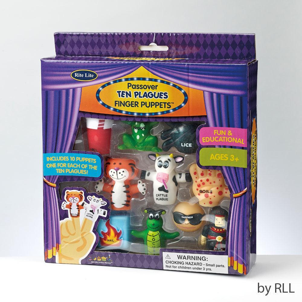 PASSOVER TEN PLAGUE FINGER PUPPETS, VINYL, COLOR BOX