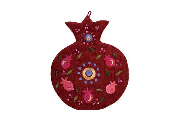 Pomegranate Red Embroidered Wall Decoration