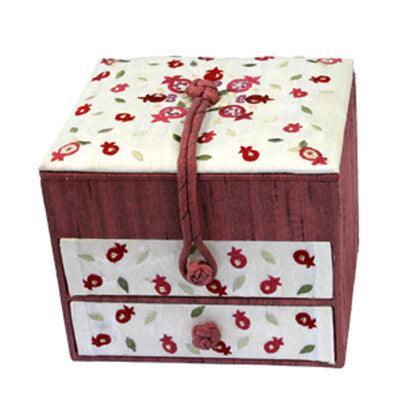 Pomegranate Two Draw Embroidered Jewelry Box