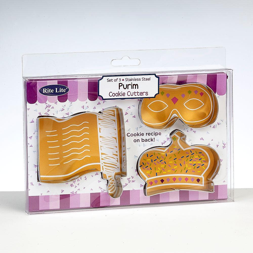 PURIM COOKIE CUTTERS, S/S, SET OF 3, 7.5"X 4.7", GIFT BOX