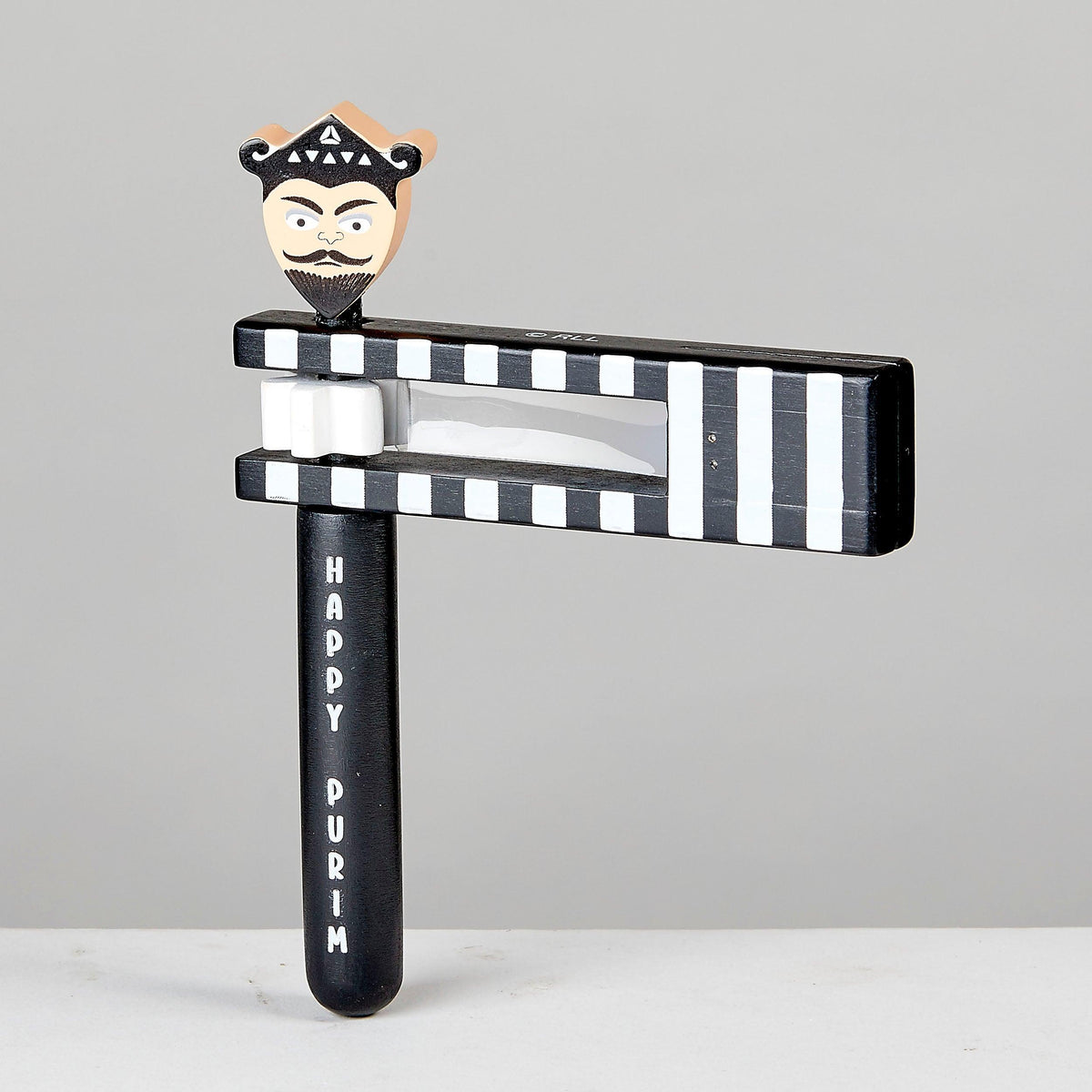 PURIM GRAGGER, "HAMAN", WOOD, BLACK AND WHITE, 6.5", POLYBAG