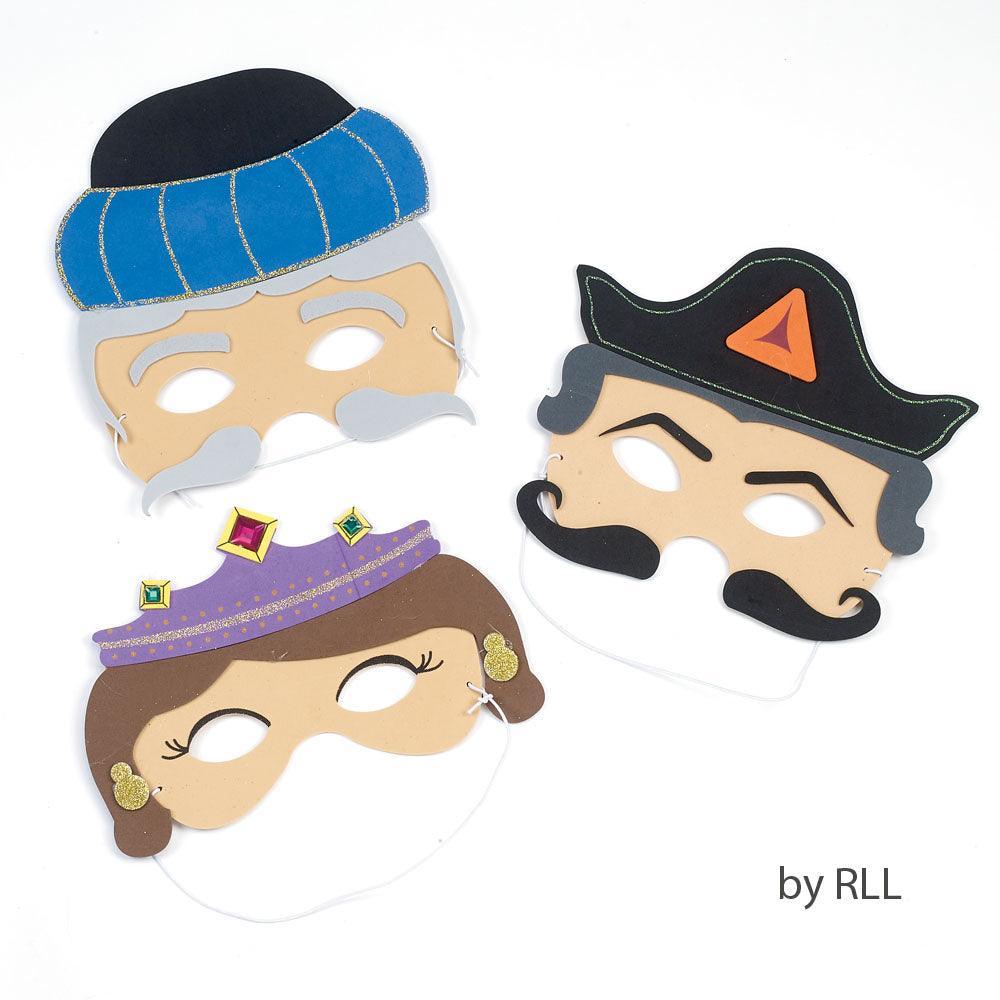 PURIM MASKS, EVA, 3 PIECES, 8" POLYBAG
