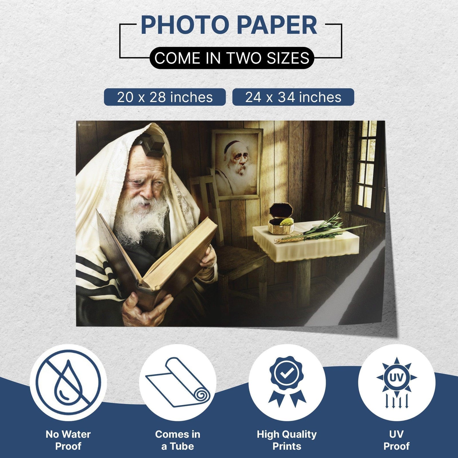 Sukkah Sign of Rabbi Chaim Kaneivsky - Decoration for Sukkot - Rabbi photos - Artistic jewish art for Sukkah tent - Reb Chaim in the sukkah - Ben-Ari Art Gallery