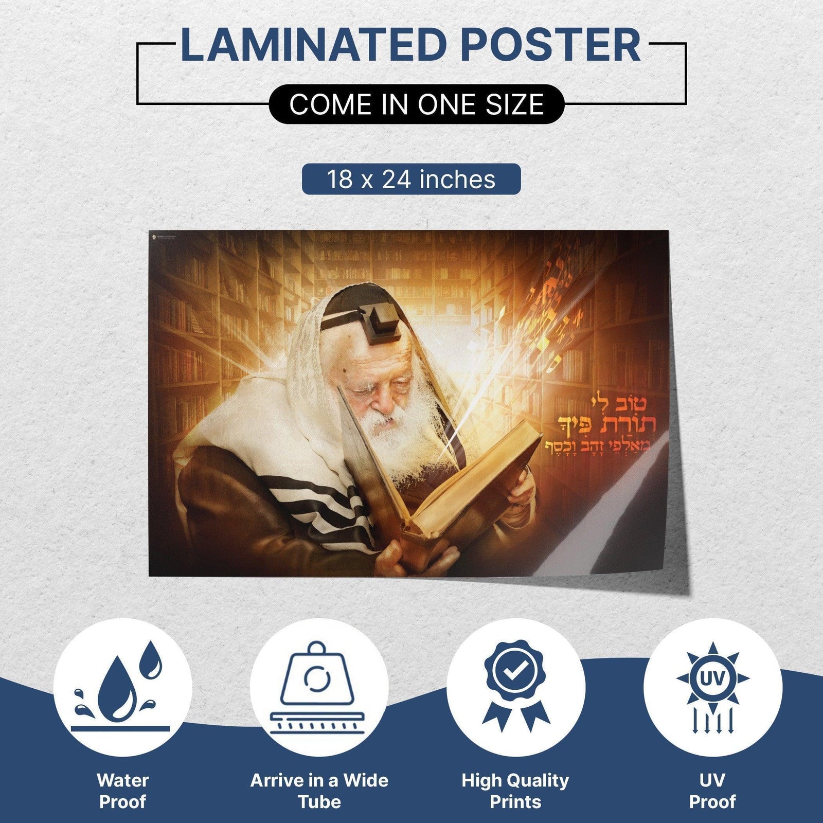 Sukkah poster of Rabbi Chaim Kaneivsky Learning Torah - Decoration for Sukkot - Rabbi photos - Artistic jewish art for Sukkah tent - Ben-Ari Art Gallery