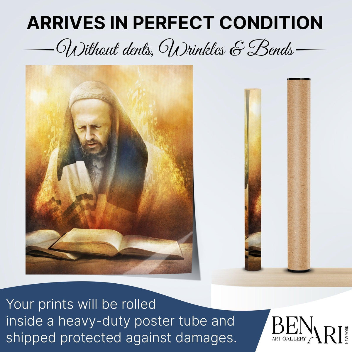 Rabbi Dov Kook Praying - Artistic Poster for Inspirational Sukkah Decor - Ben-Ari Art Gallery
