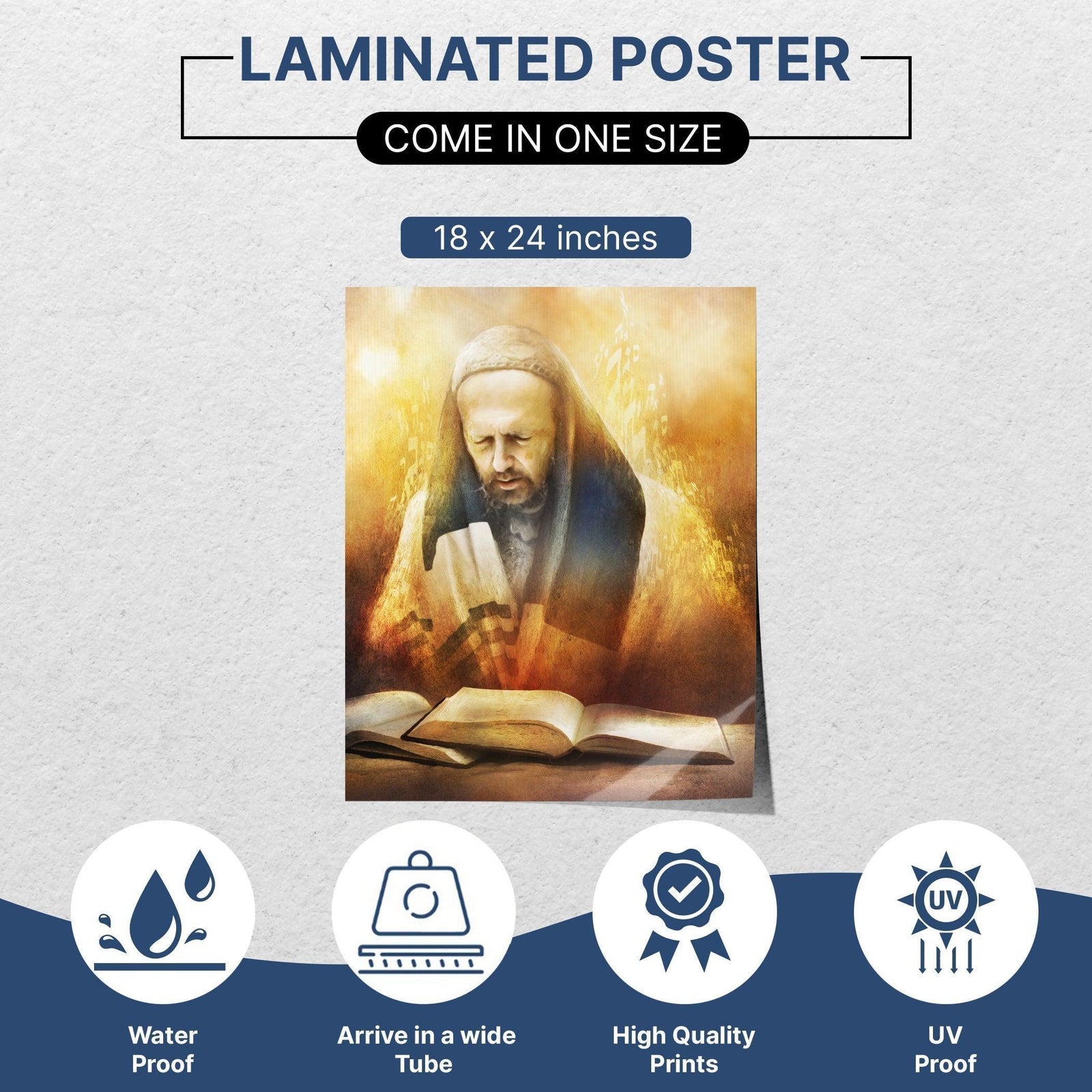 Rabbi Dov Kook Praying - Artistic Poster for Inspirational Sukkah Decor - Ben-Ari Art Gallery