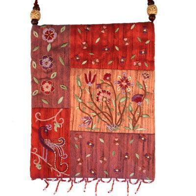 Red Floral Applique Embroidered Bag