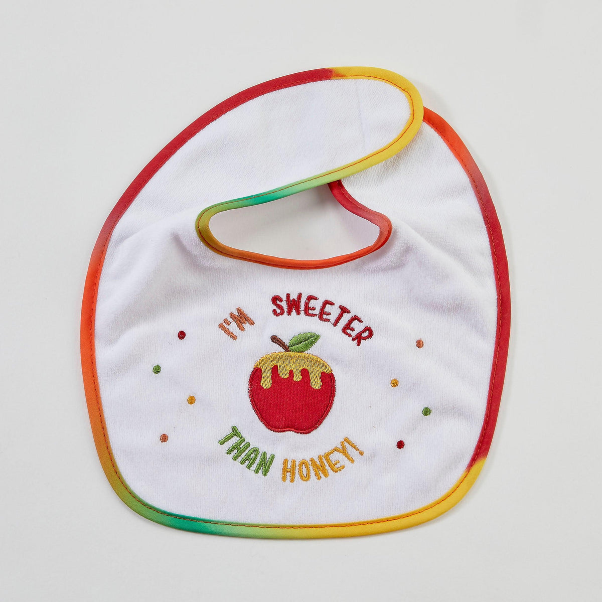 ROSH HASHANAH BIB, EMBROIDERED, COTTON/POLY, 9" x 11", CARDED