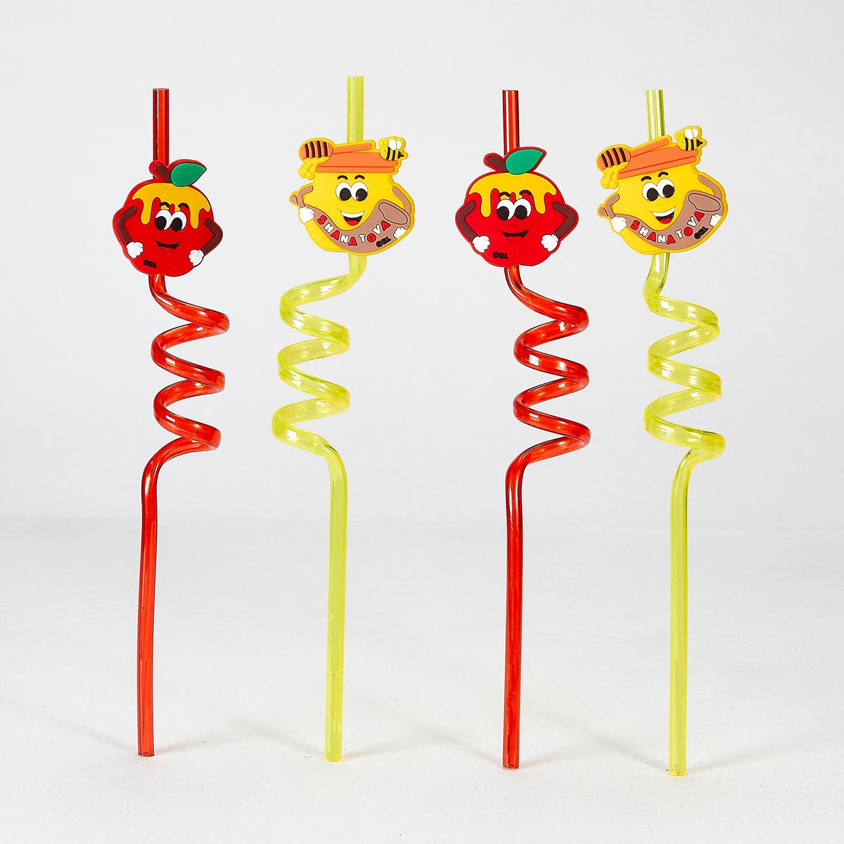 ROSH HASHANAH FUN STRAWS,HONEY&APPLE,PLASTIC,9",SET OF 4,HEADER